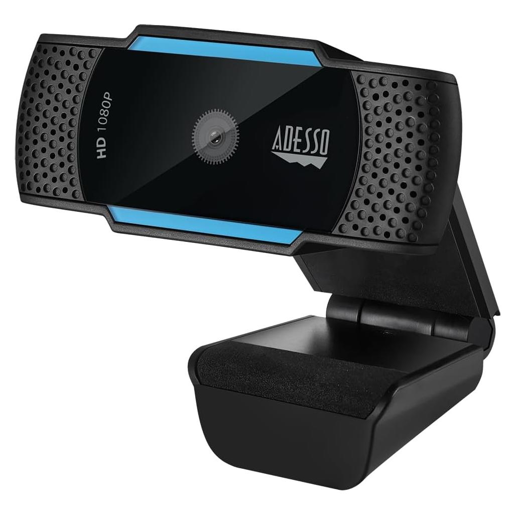 Adesso Cybertrack H5 1080p Hd USB Autofocus Webcam with Microphone, 1920 Pixels X 1080 Pixels, 2.1 Mpixels, Black