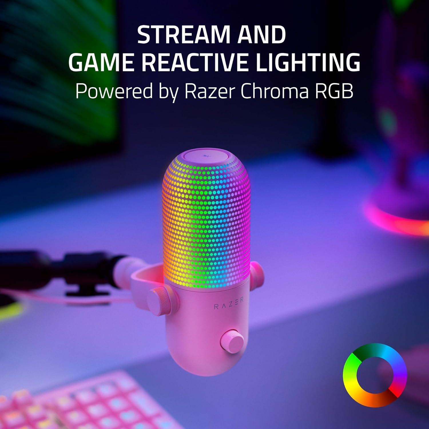 Micrófono USB Razer Seiren V3 Chroma Rosa Cuarzo - Streaming