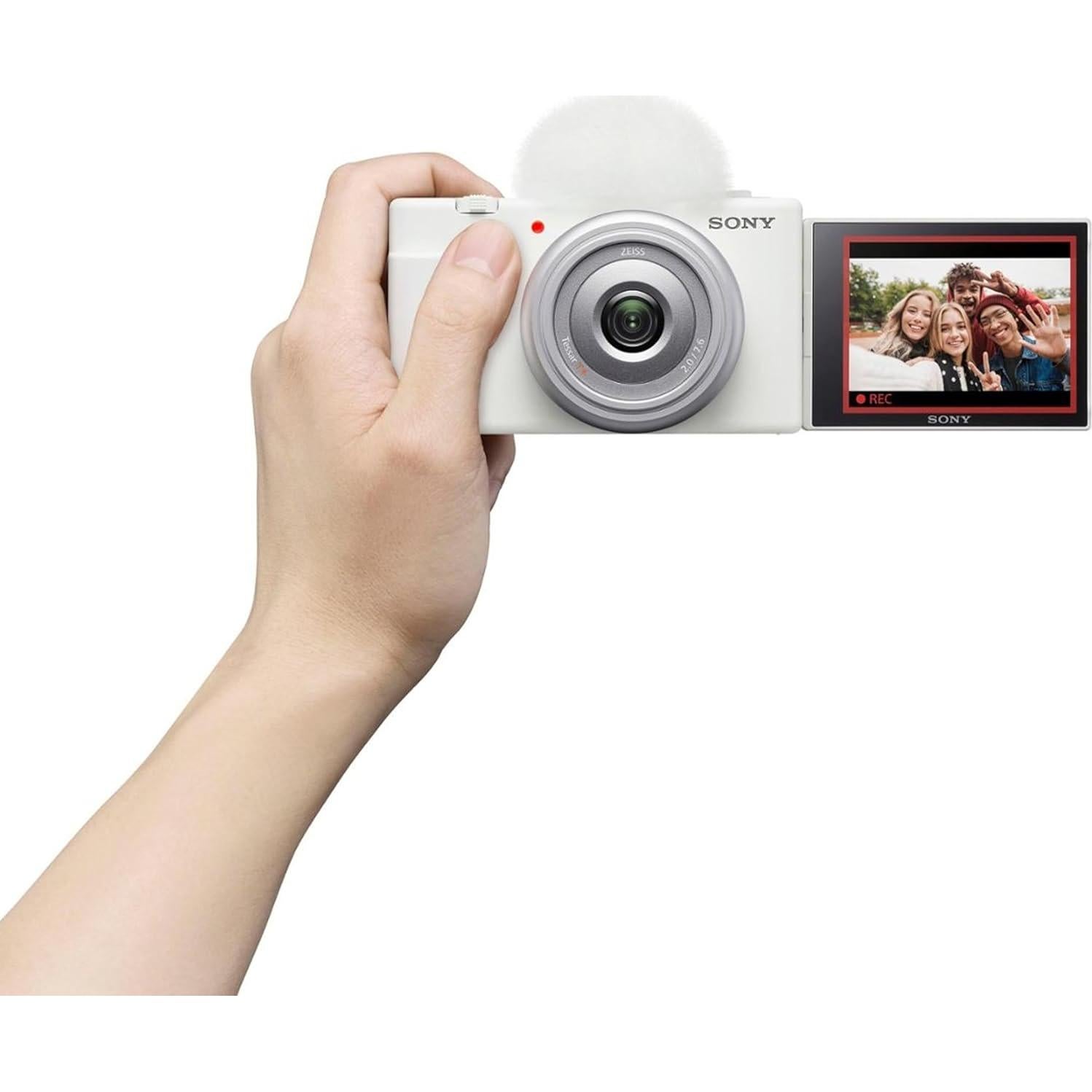 Cámara de Vlogging Sony ZV-1F Blanca 20.1MP 4K + 64GB Accesorios
