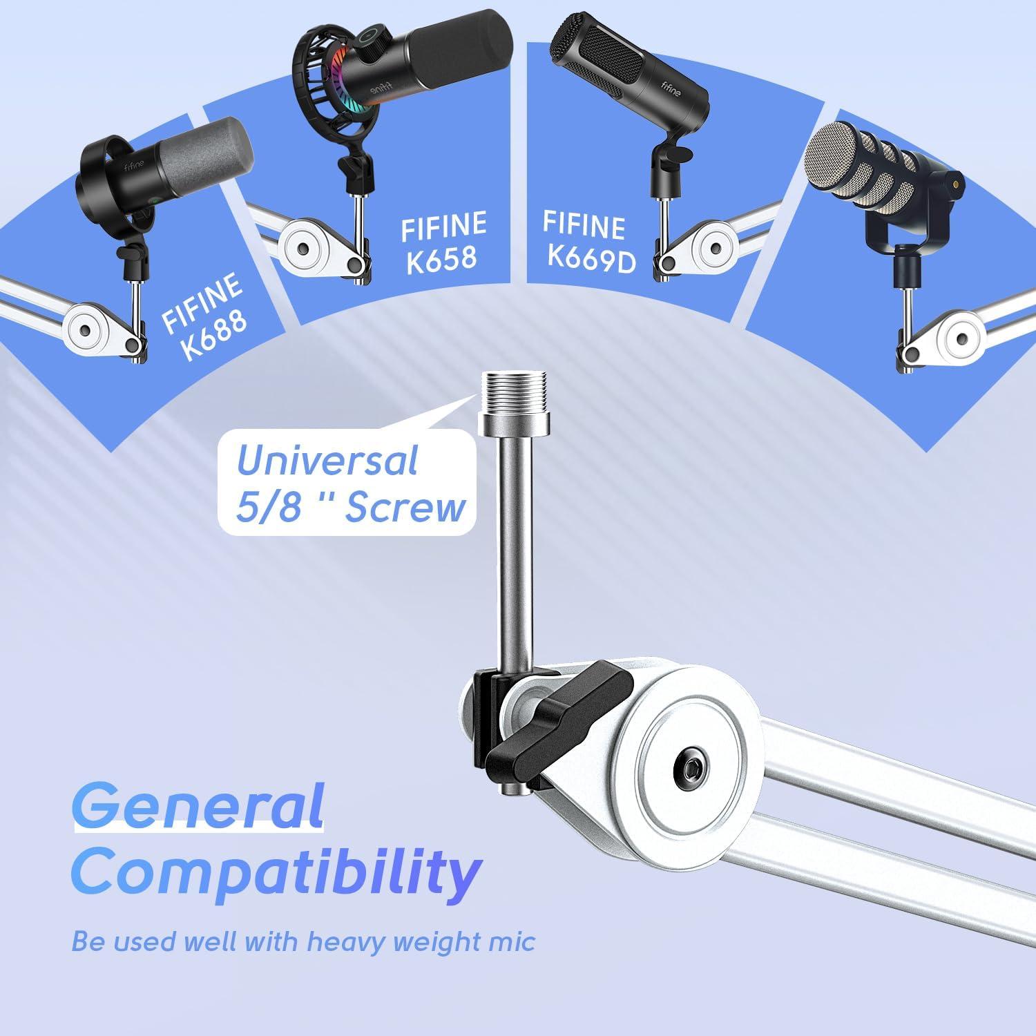 Micrófono USB Gaming FIFINE A8+BM63 con Brazo Metal Blanco