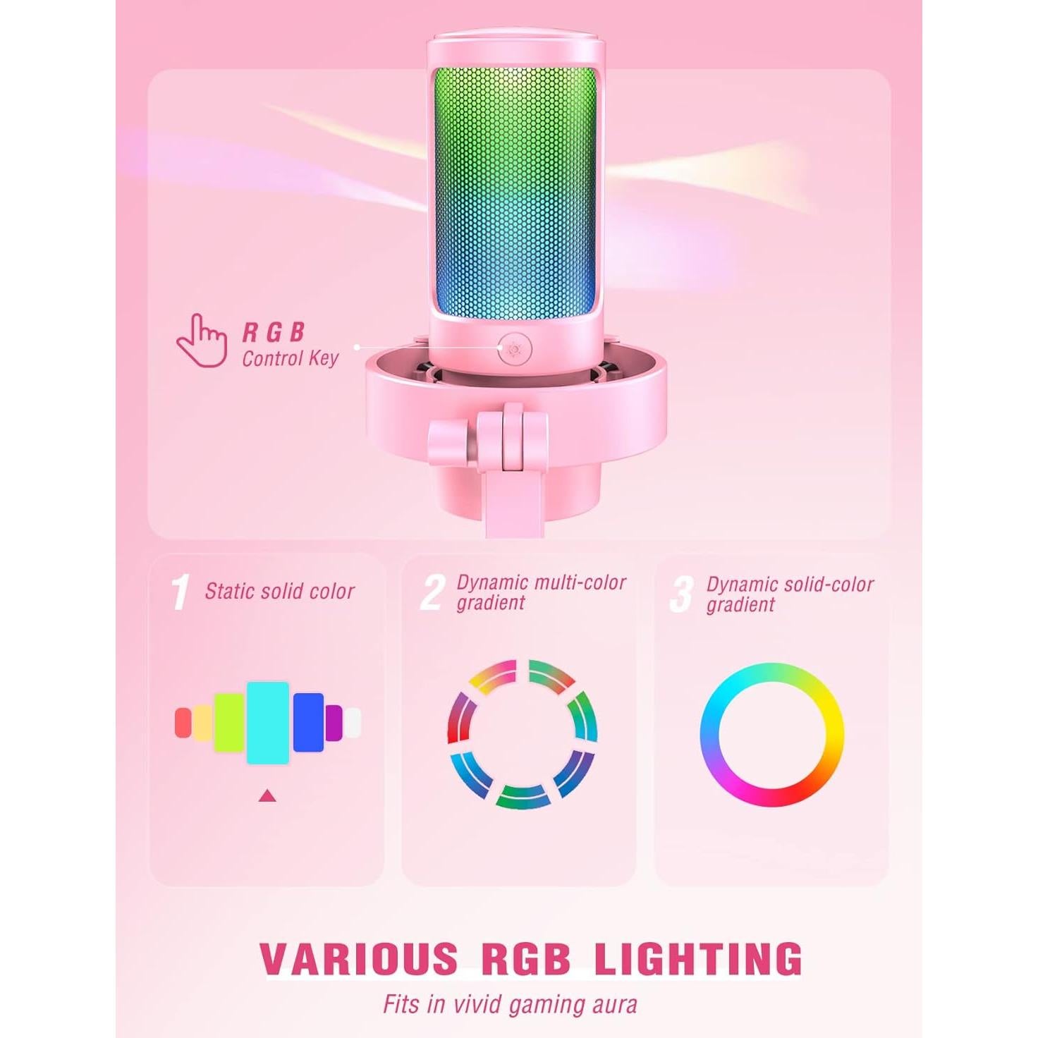 Micrófono USB FIFINE A8P con Soporte de Brazo y RGB