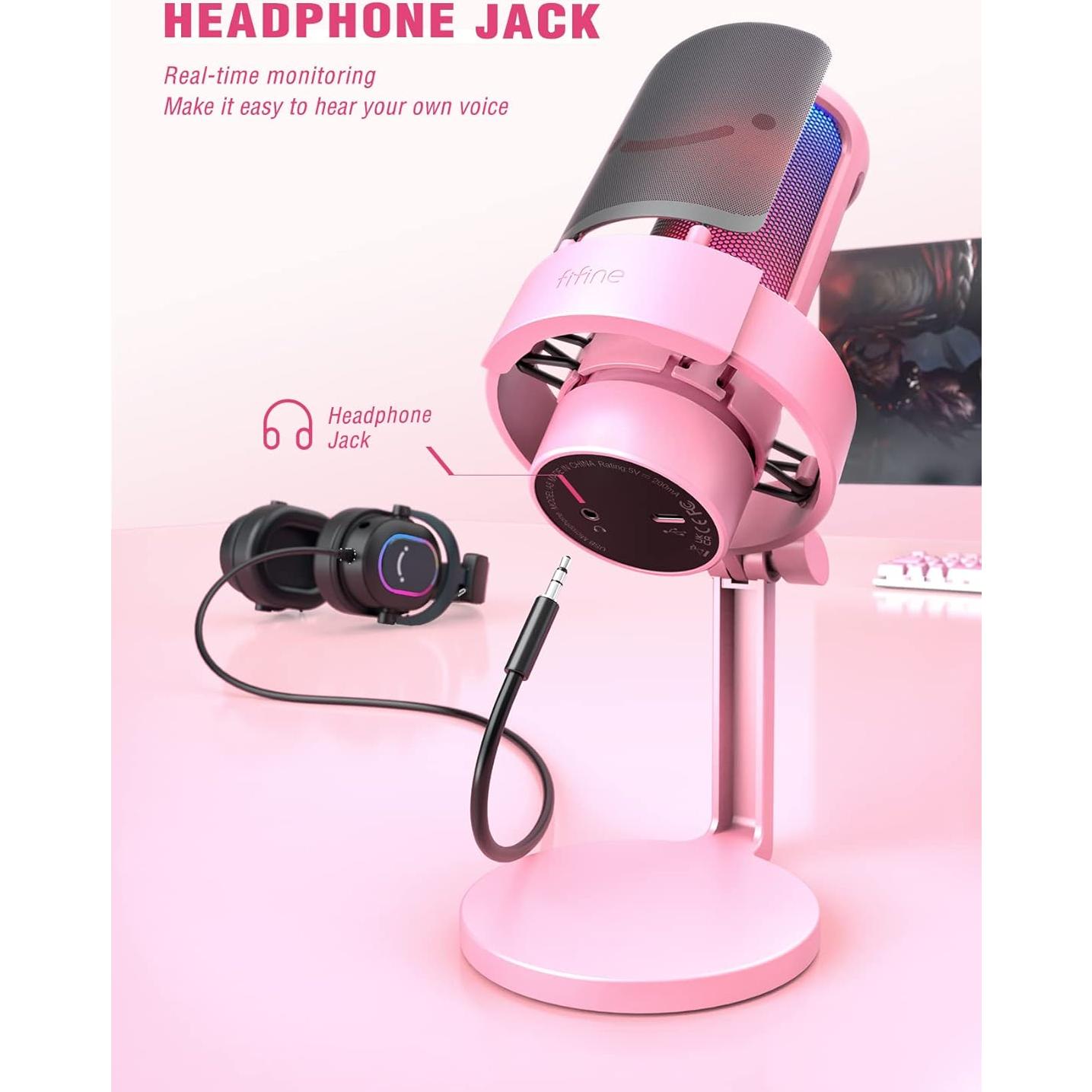 Micrófono USB FIFINE A8P con Soporte de Brazo y RGB