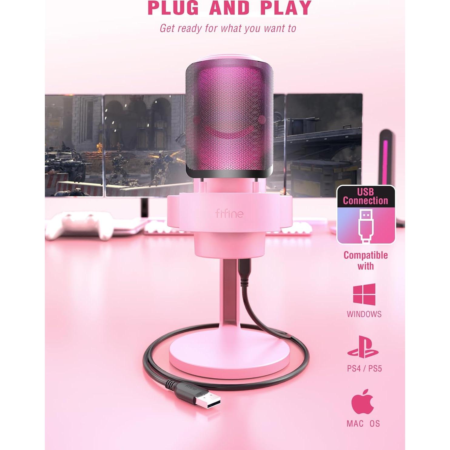 Micrófono USB FIFINE A8P con Soporte de Brazo y RGB