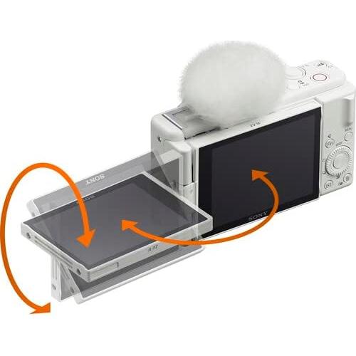 ZV-1F Vlogging Camera (White) with Advanced Accessory and Travel Bundle