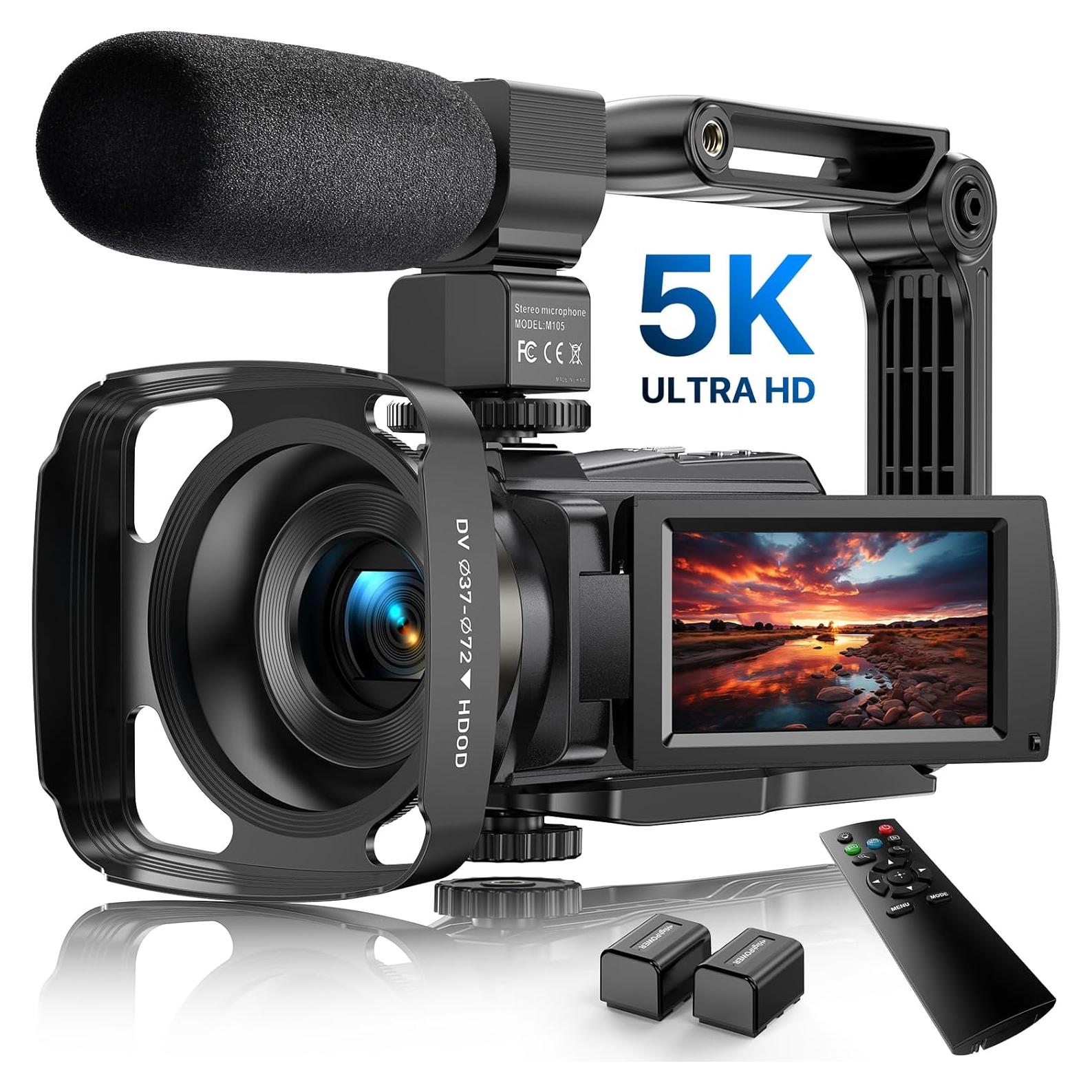 Cámara de Video 5K FJFJOPK HDV255K 48MP Wifi Estabilizador