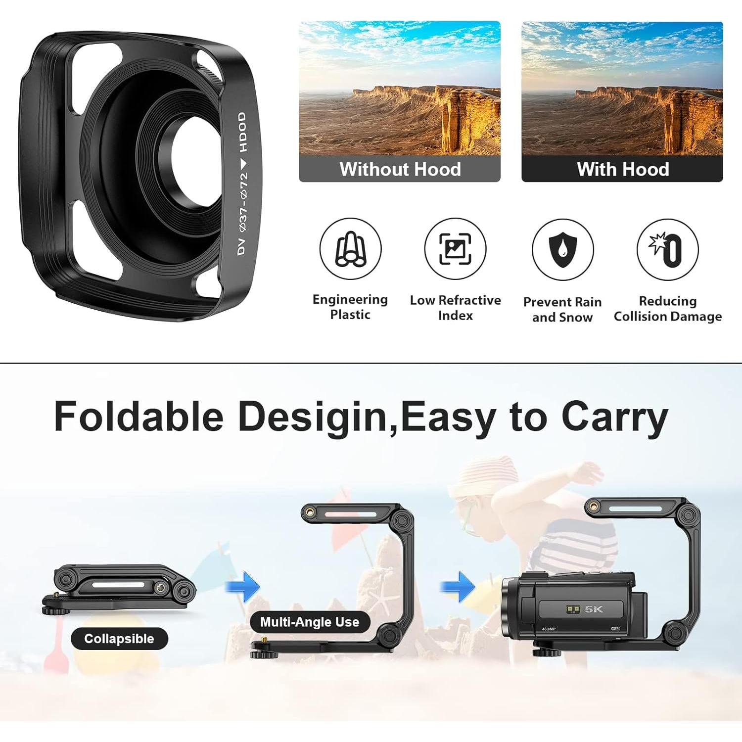 Cámara de Video 5K FJFJOPK HDV255K 48MP Wifi Estabilizador