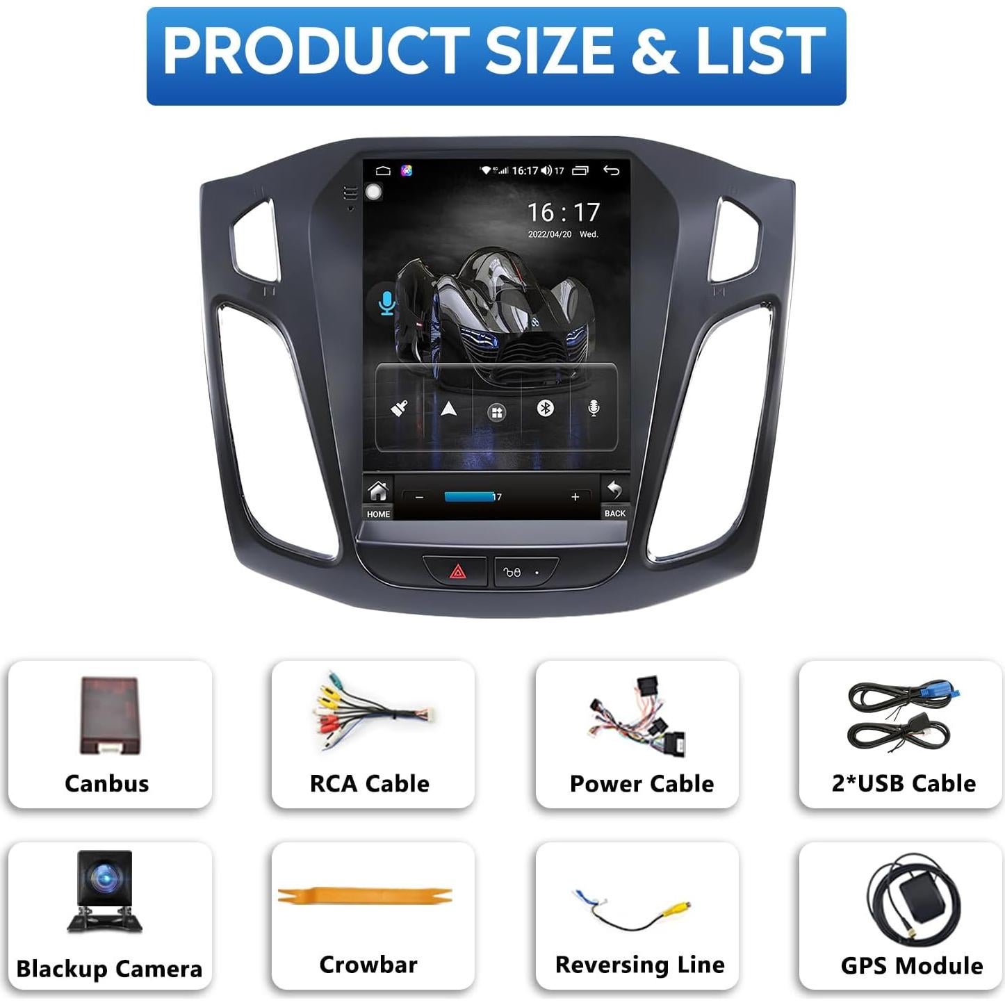 Estéreo de Coche Android 13 Fortdows 10.4" 4GB+32GB para Ford Focus 2012-2018