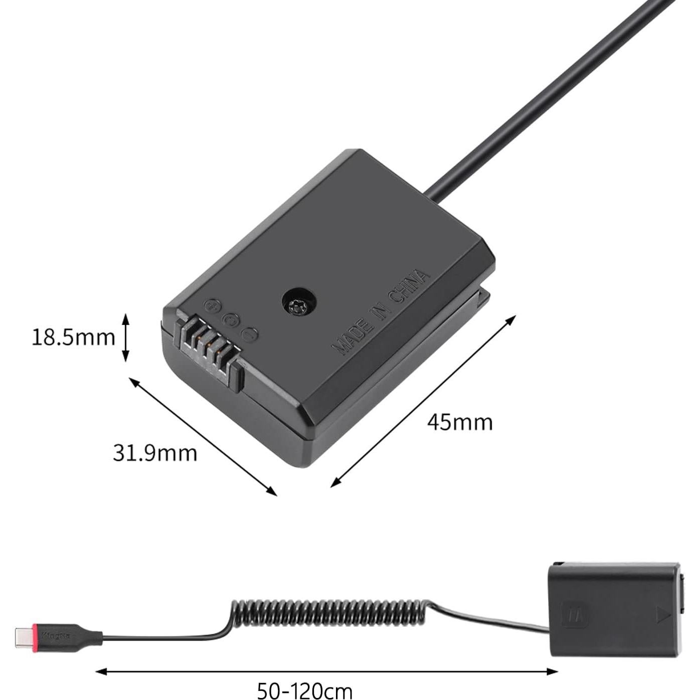 Batería Dummy KingMa NP-FW50 con Cable Tipo-C para Sony