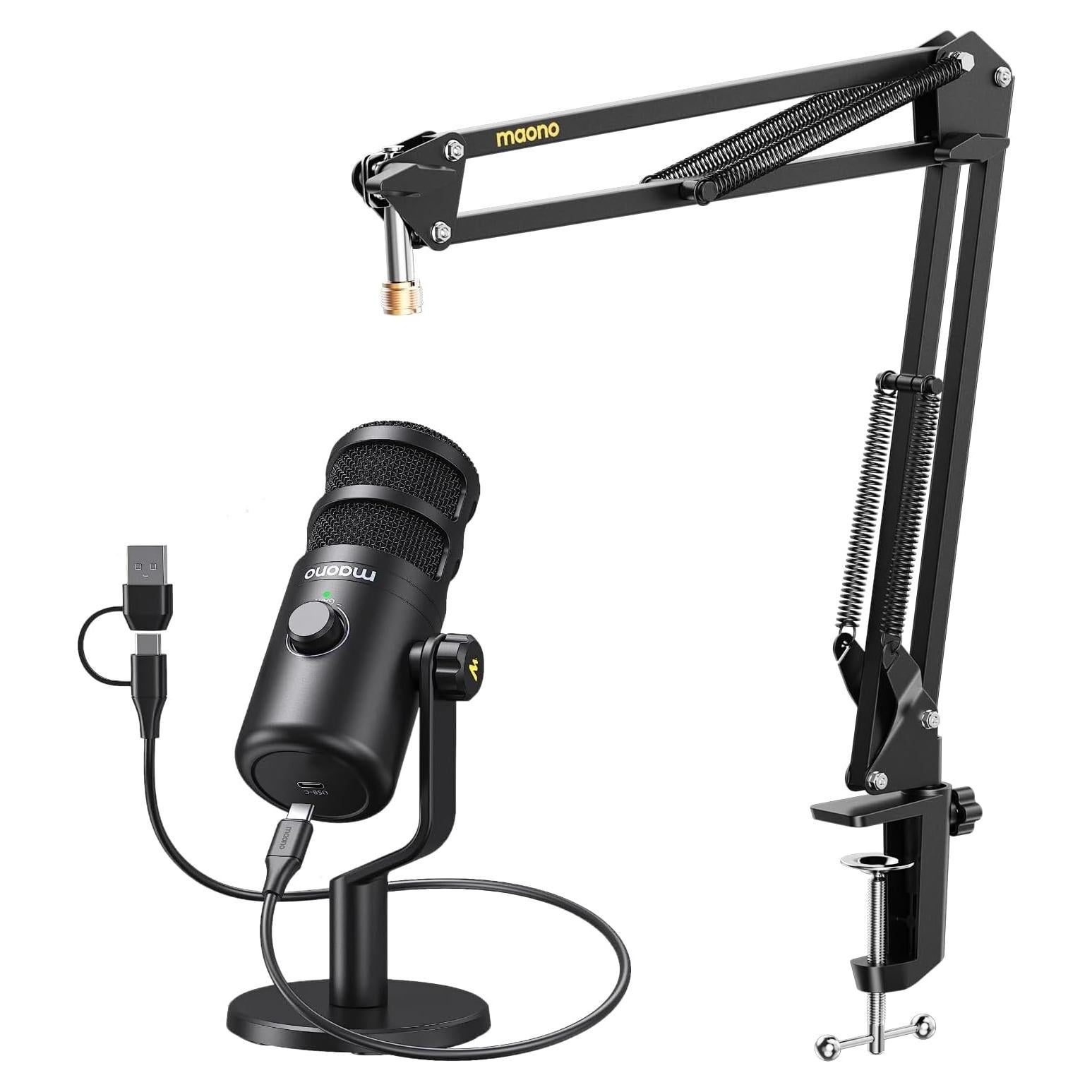 Micrófono Dinámico USB MAONO PD100U con Soporte de Brazo