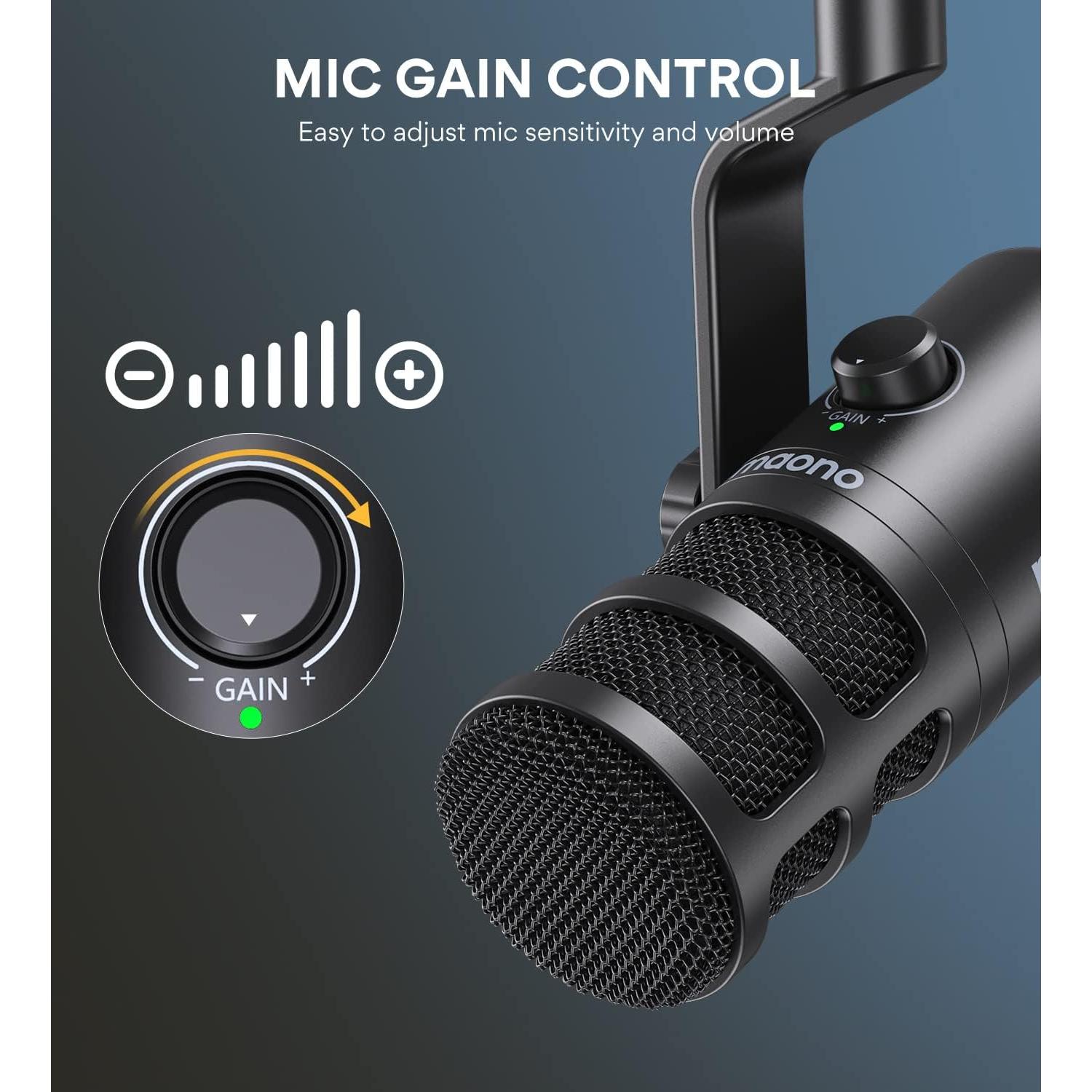 Micrófono Dinámico USB MAONO PD100U con Soporte de Brazo