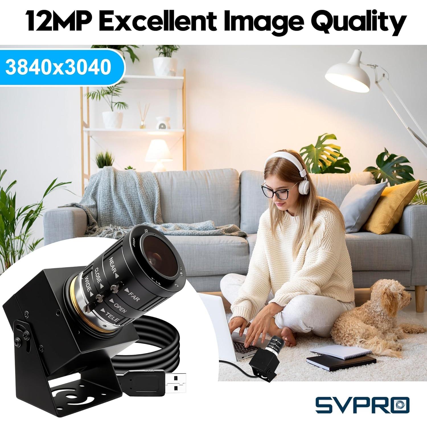 Cámara USB SVPRO 1080P 120fps 12MP 4K con Zoom Manual