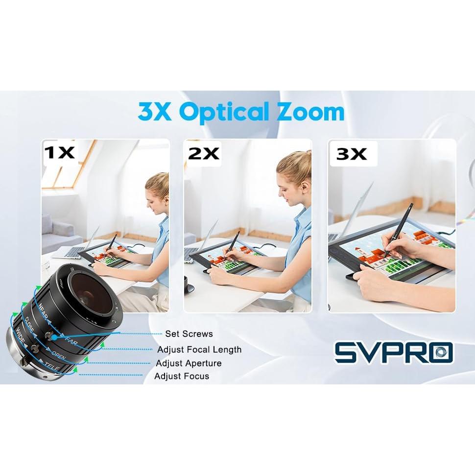 Cámara USB SVPRO 1080P 120fps 12MP 4K con Zoom Manual
