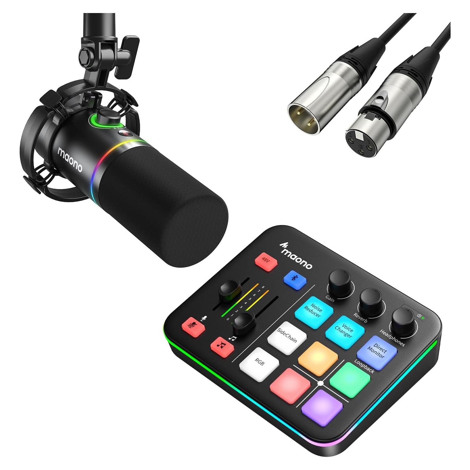 Micrófono Dinámico MAONOCASTER G1 NEO con Mezclador RGB