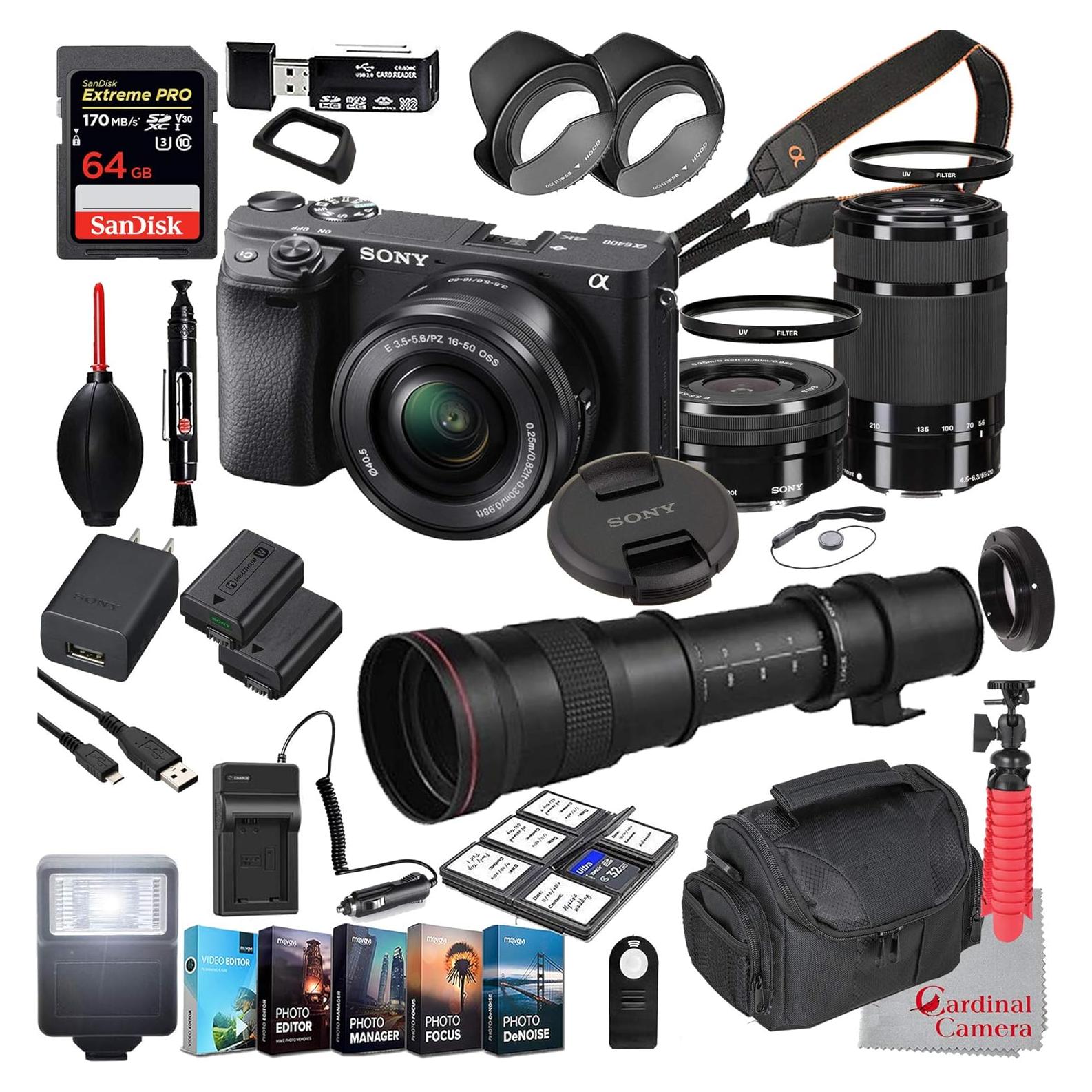 Cámara Sin Espejo Sony Alpha a6400 con Lentes 16-50mm y 55-210mm