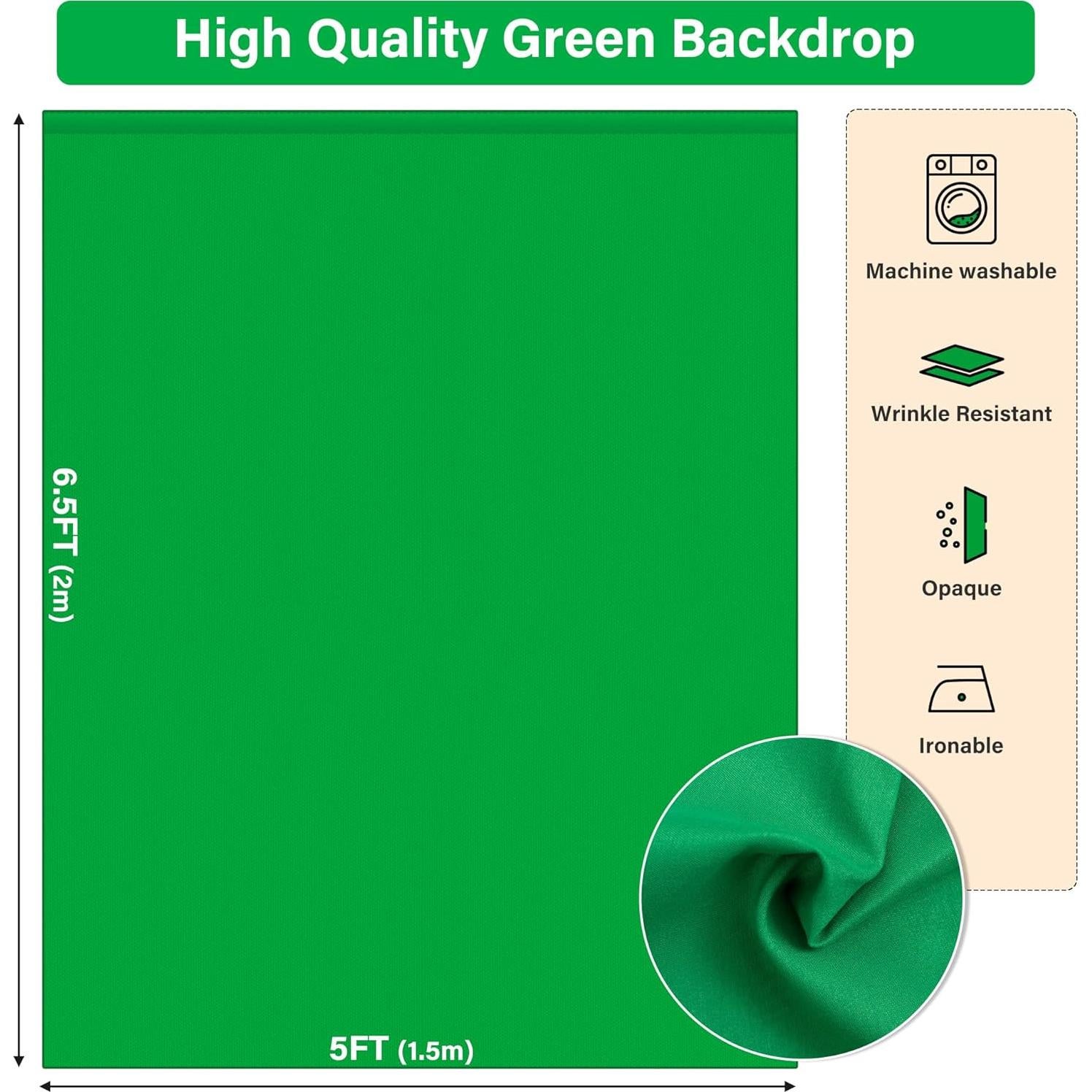 Kit de Fondo Verde Portátil CludPark 2x1.5M con Soporte Ajustable