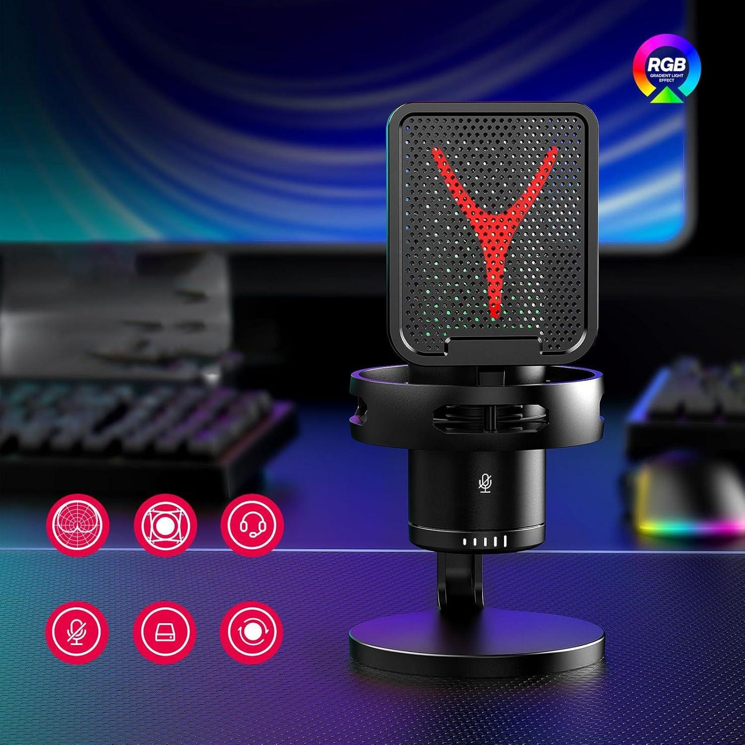Micrófono USB de Condensador VBESTLIFE con RGB y Filtro Antipop