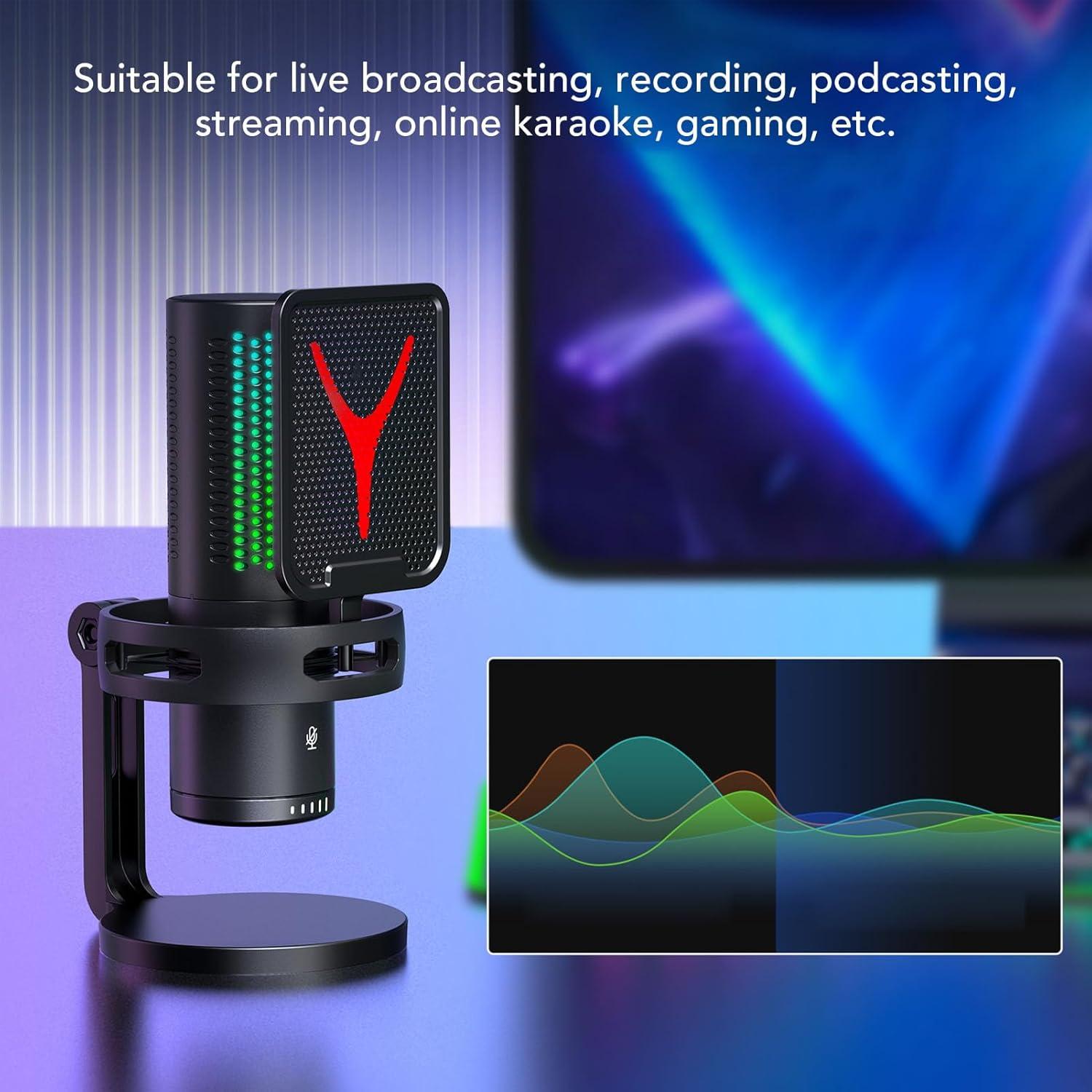 Micrófono USB de Condensador VBESTLIFE con RGB y Filtro Antipop