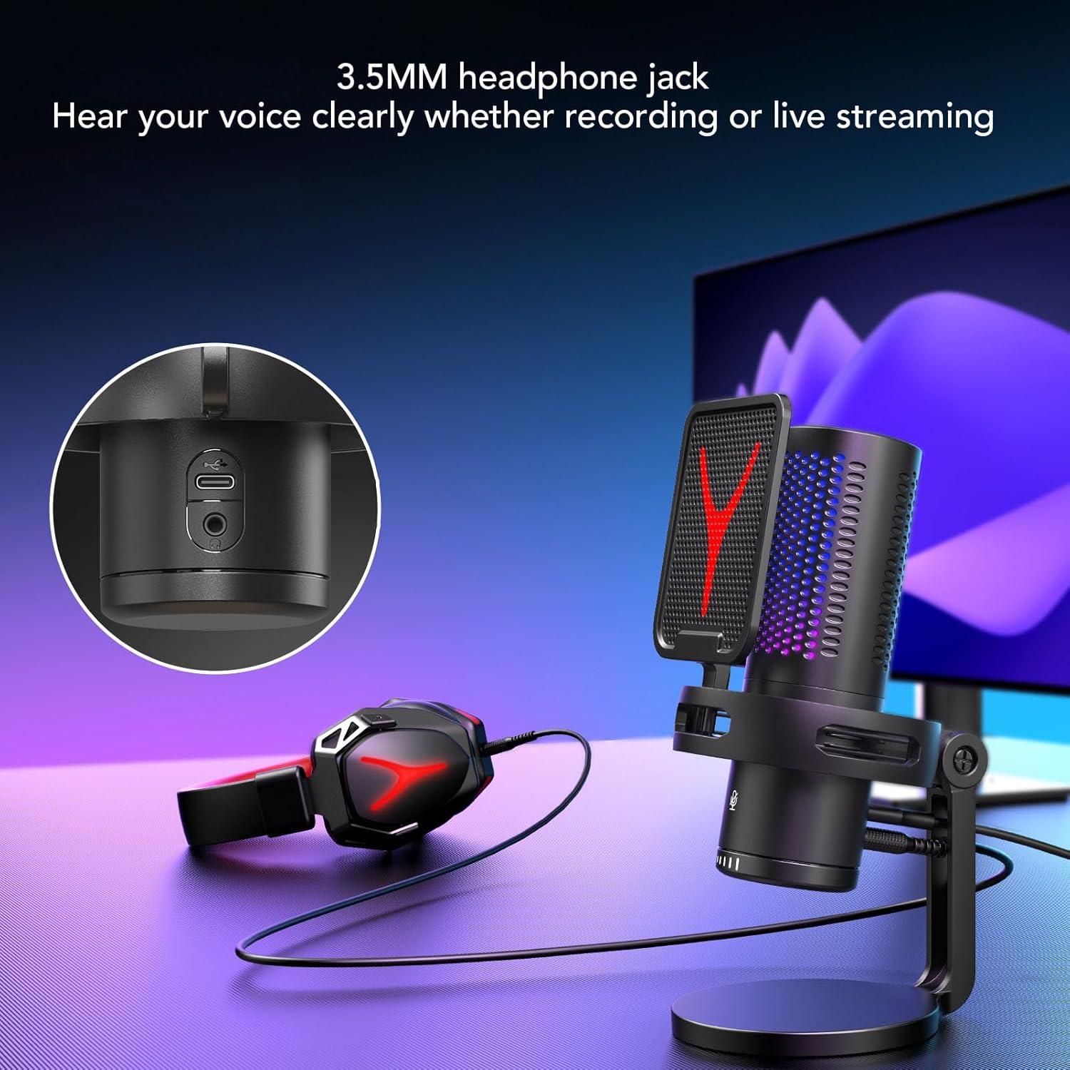 Micrófono USB de Condensador VBESTLIFE con RGB y Filtro Antipop