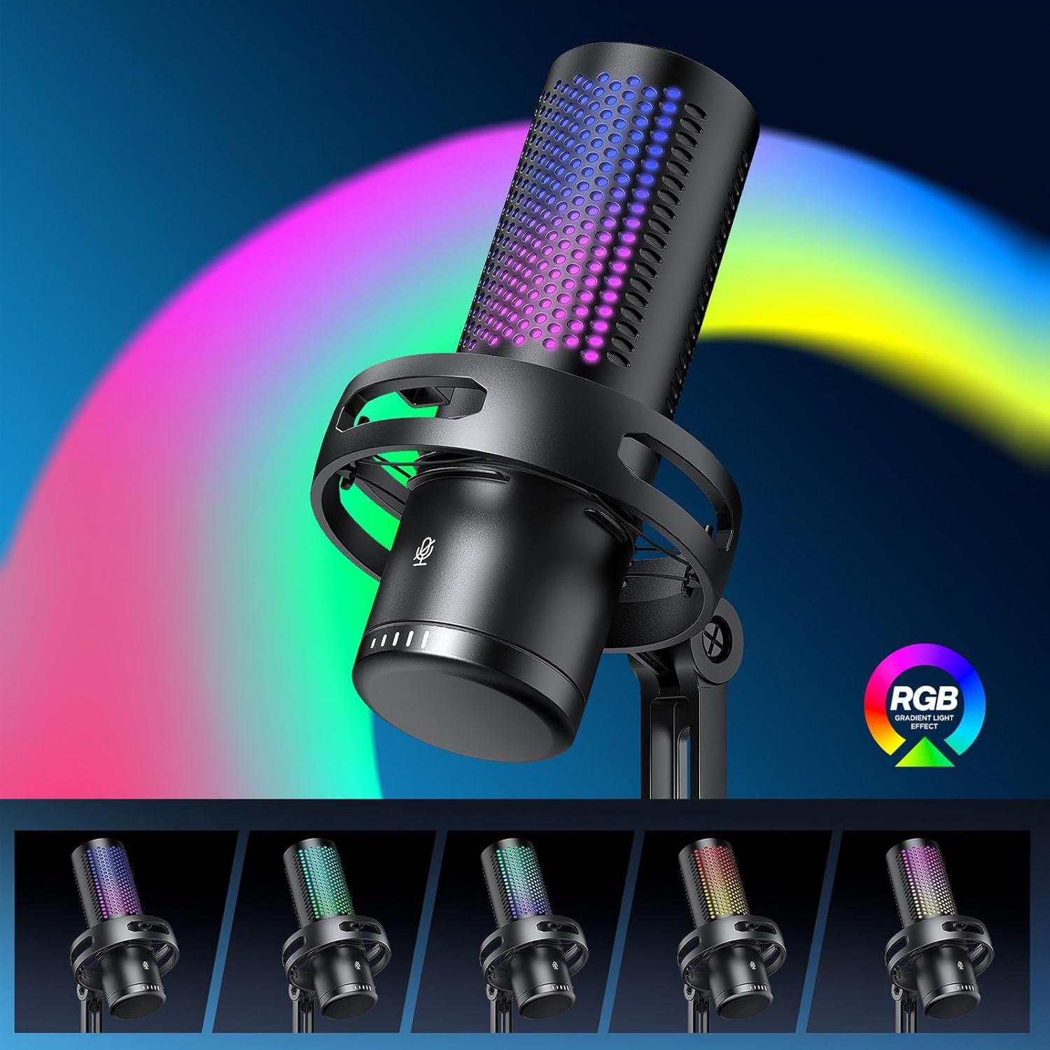 Micrófono USB de Condensador VBESTLIFE con RGB y Filtro Antipop