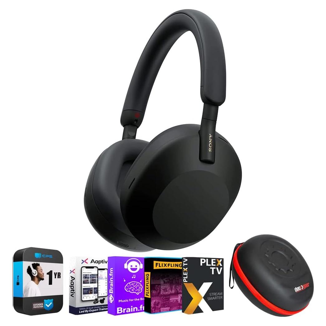 Auriculares Inalámbricos Sony WH-1000XM5 Negro con Estuche y Protección