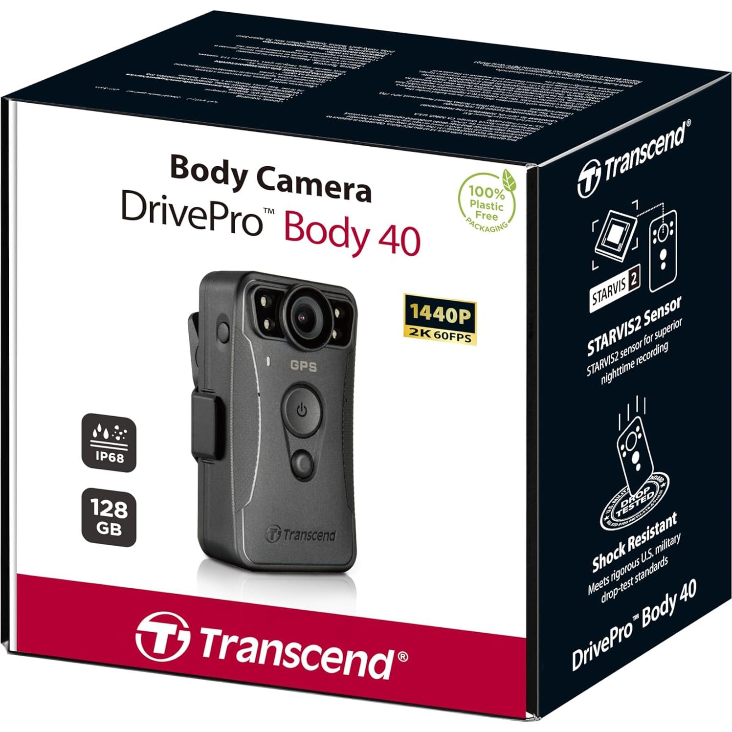 Cámara Corporal Transcend 128GB QHD 1440P con GPS y EIS