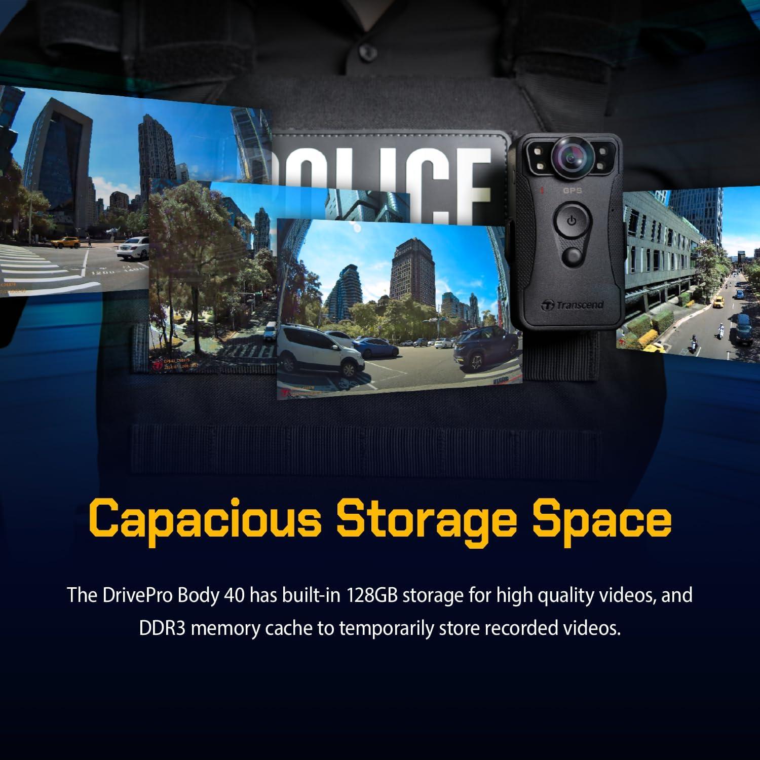 Cámara Corporal Transcend 128GB QHD 1440P con GPS y EIS