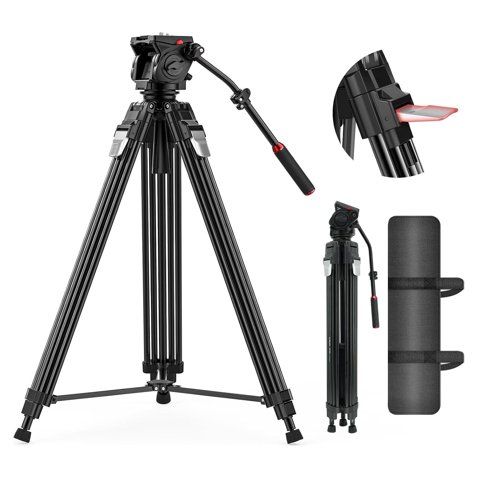 Trípode de Video Takerers 190cm con Cabezal Fluido 15kg