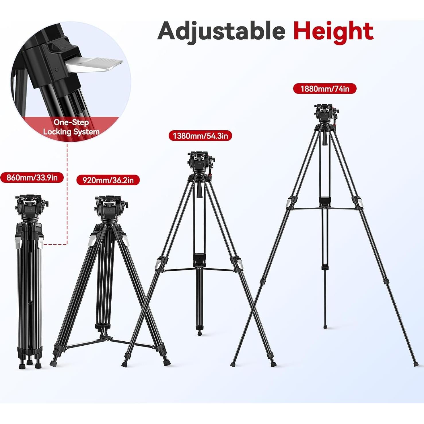 Trípode de Video Takerers 190cm con Cabezal Fluido 15kg