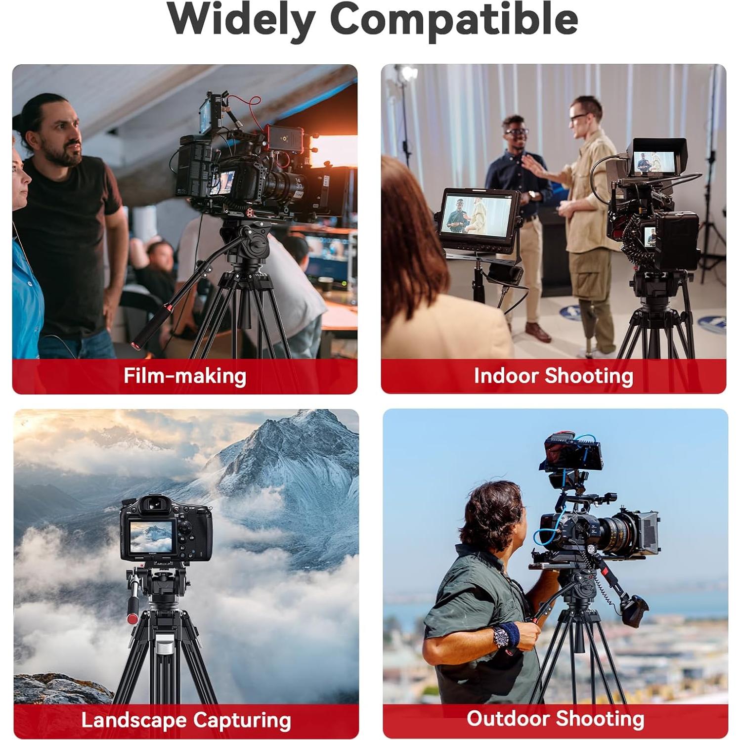 Trípode de Video Takerers 190cm con Cabezal Fluido 15kg