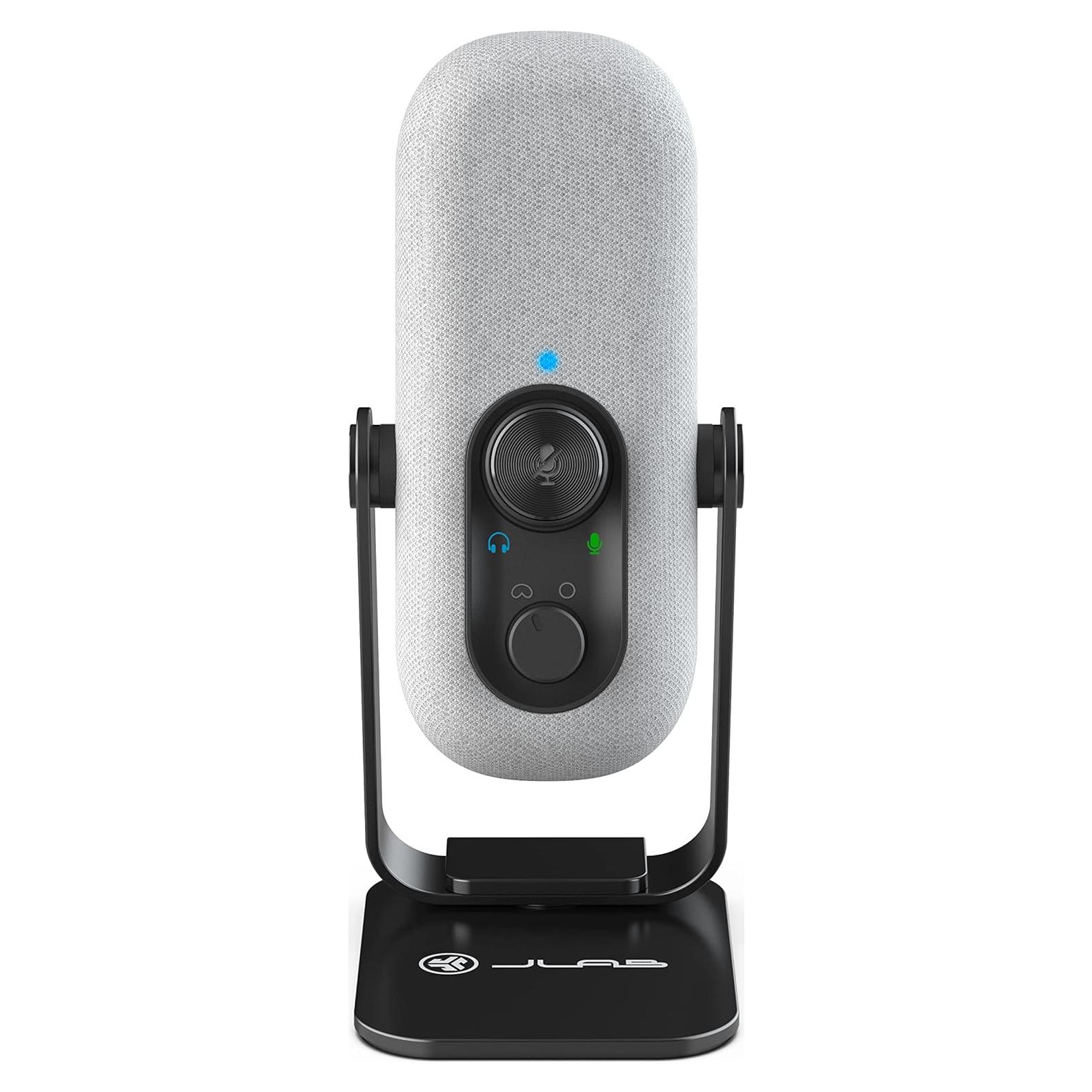 Micrófono USB JLab GO Talk para Juegos y Streaming, Blanco, Cardioide y Omni, 96kHz