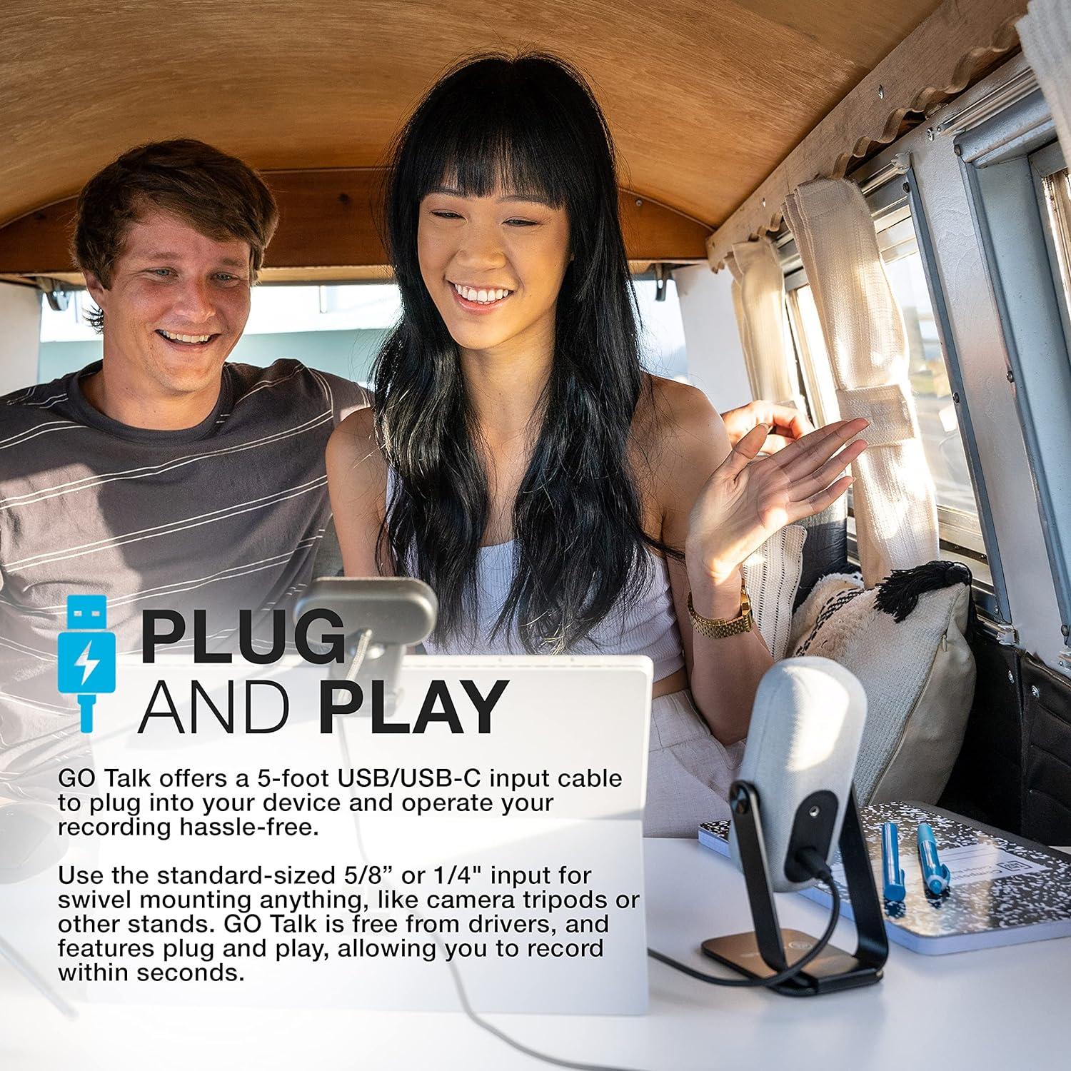 Micrófono USB JLab GO Talk para Juegos y Streaming, Blanco, Cardioide y Omni, 96kHz