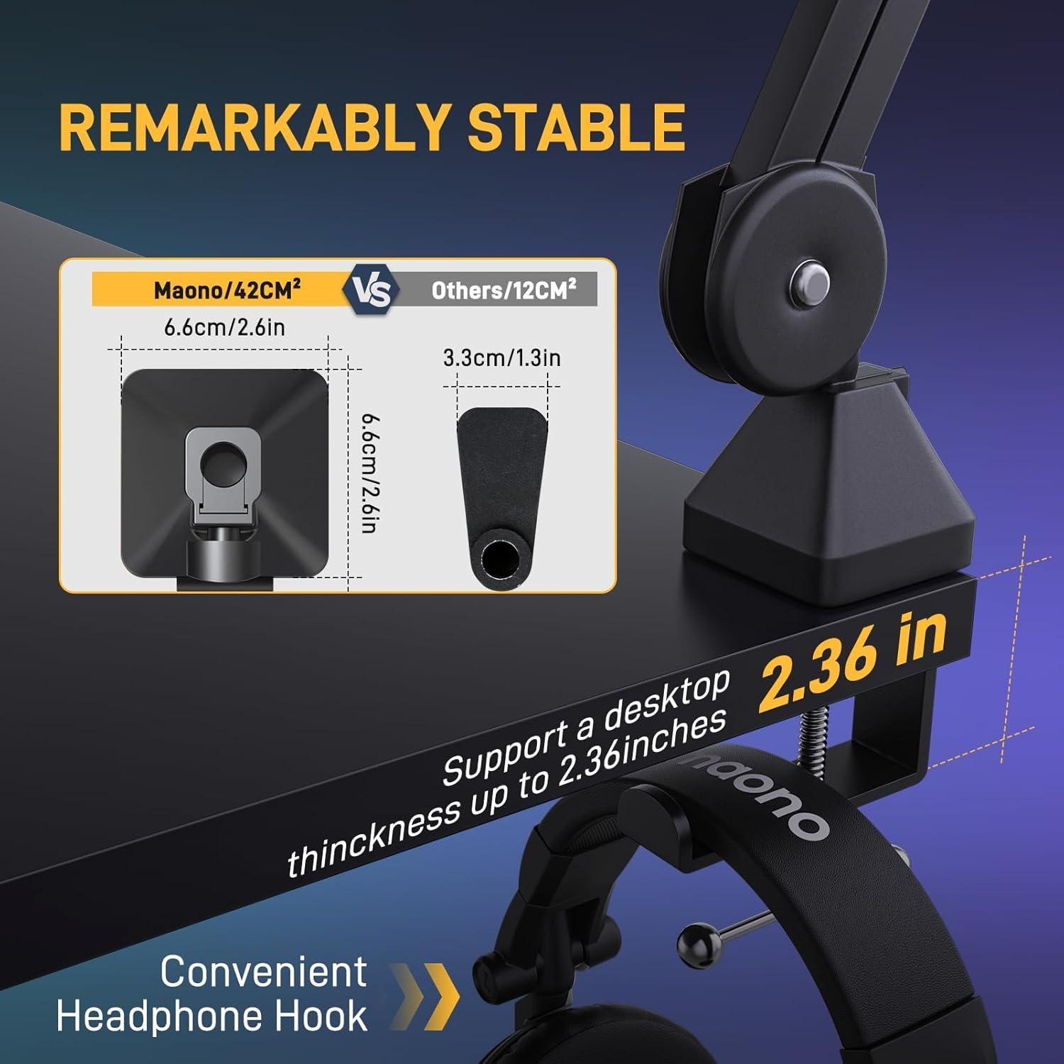 Soporte de Micrófono MAONO BA37 con Brazo Ajustable y Cable XLR