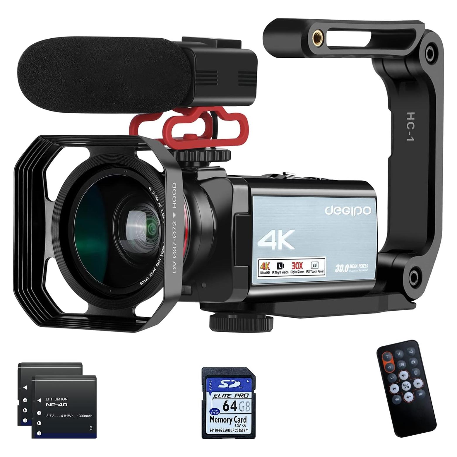 Cámara de Video 4K DEGIPO HDV-P12 30X Zoom WiFi Pantalla Táctil