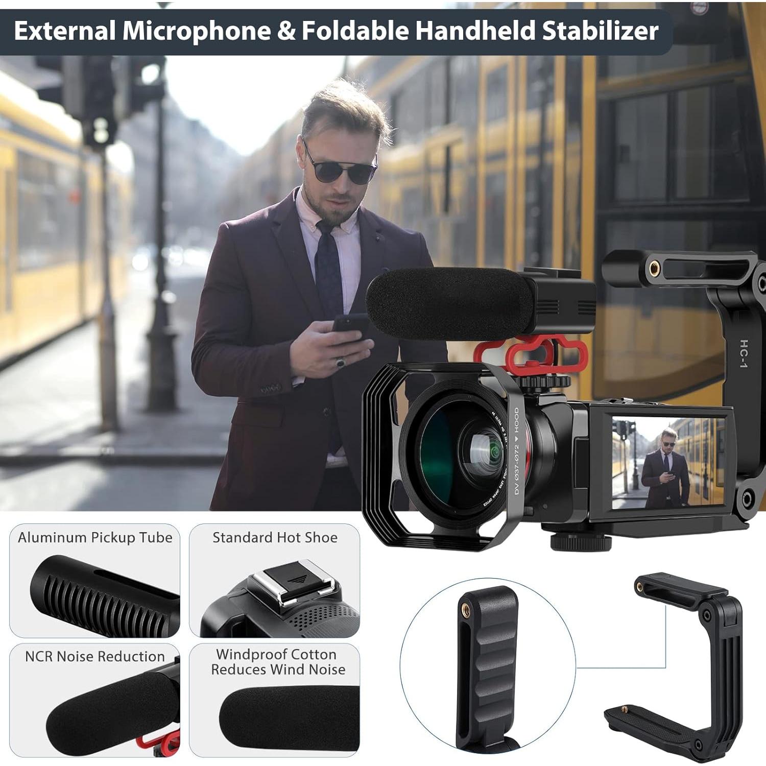 Cámara de Video 4K DEGIPO HDV-P12 30X Zoom WiFi Pantalla Táctil