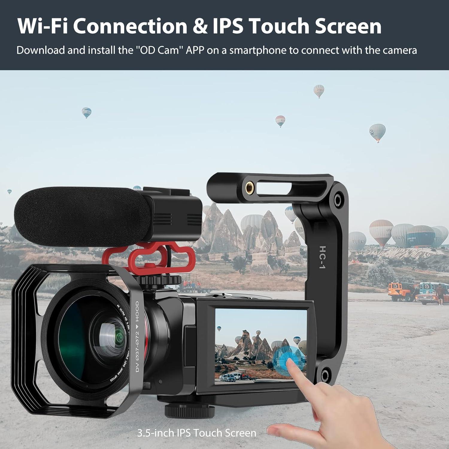 Cámara de Video 4K DEGIPO HDV-P12 30X Zoom WiFi Pantalla Táctil