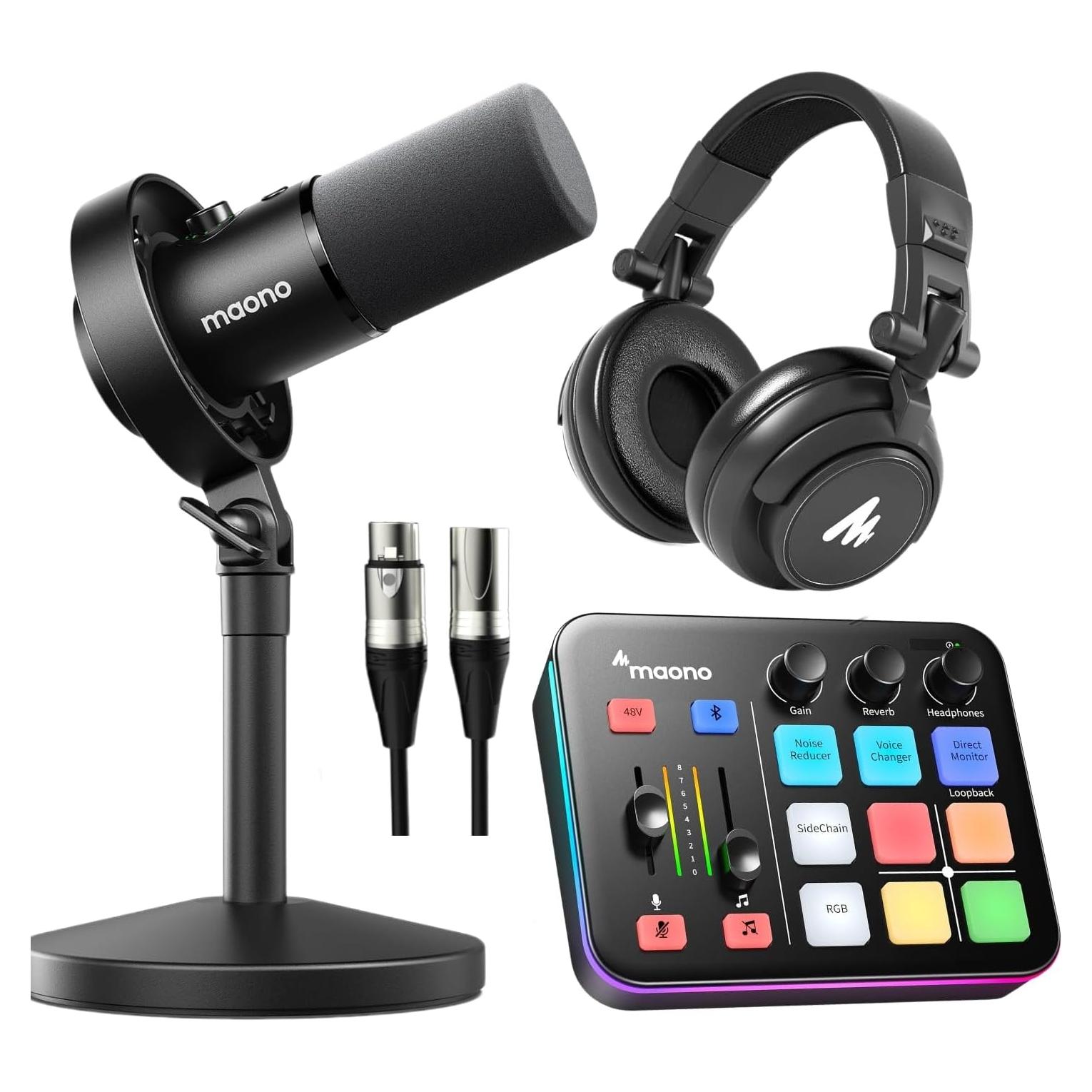 Paquete de Podcast MAONO PD00XT+G1 NEO con Micrófono Dinámico