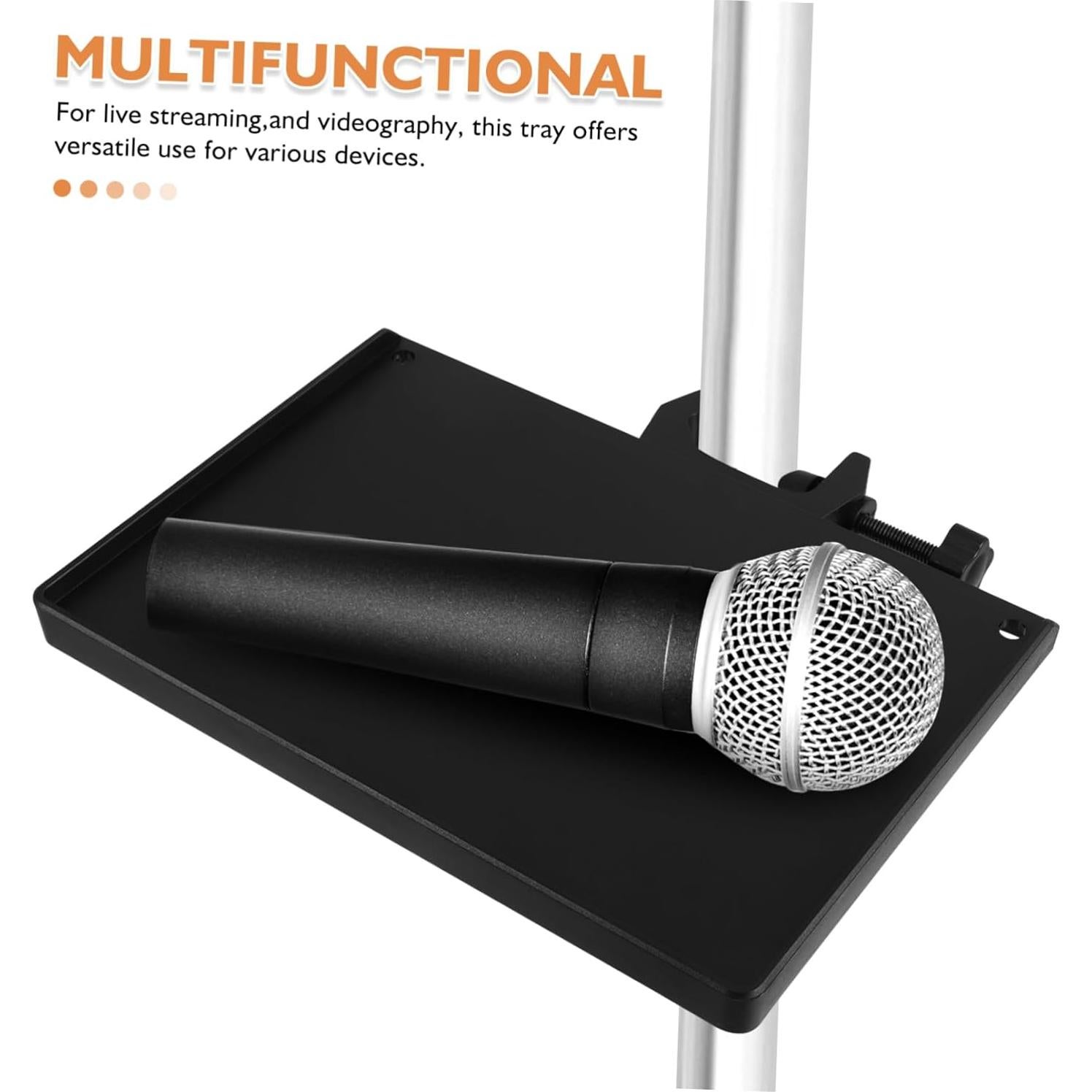 Bandeja de Soporte para Micrófono y Teléfono 4 Pcs - Negro