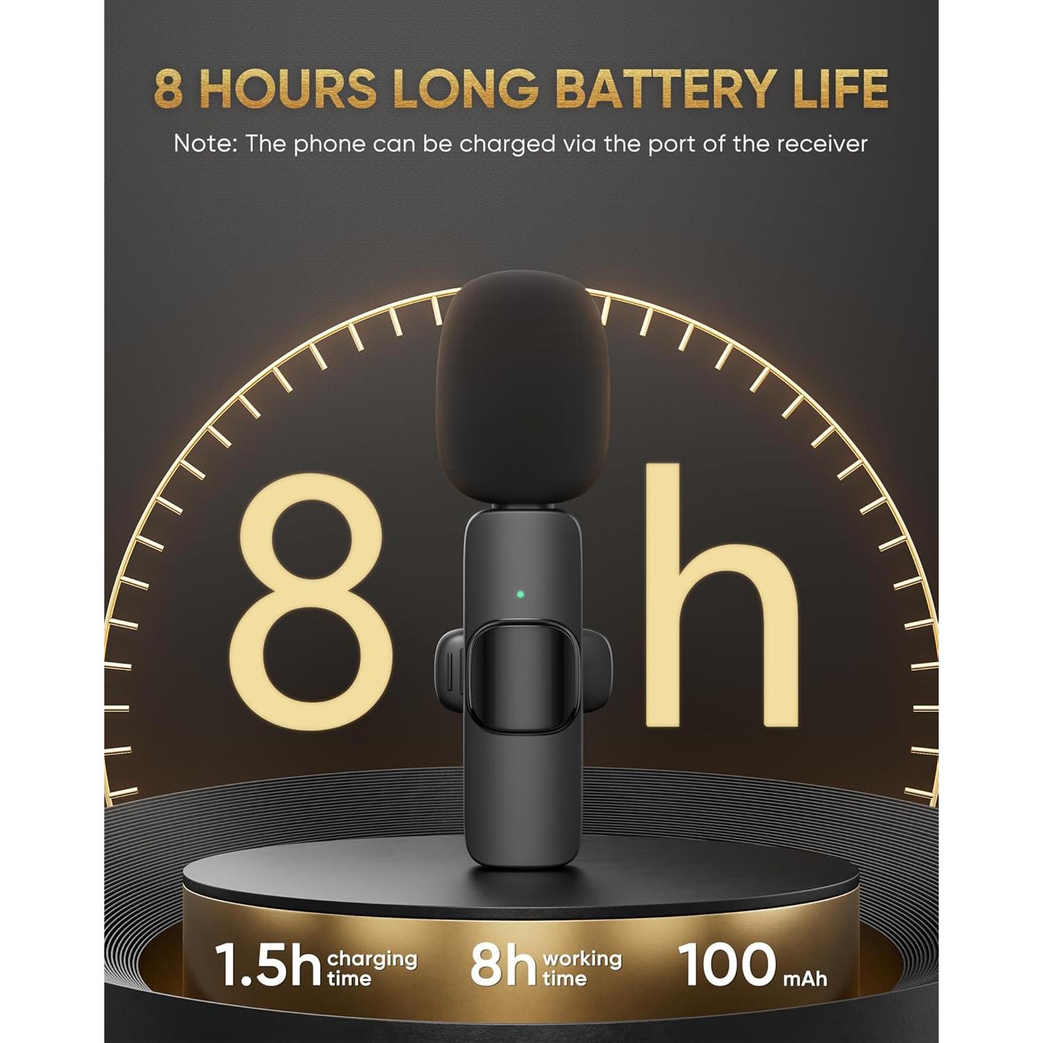 Wireless Lavalier Microphone Compatible with iPhone/iPad/Android Phone/Laptop, IUMAKEVP Plug-Play Lapel Clip-On Mic with Noise Reduction for Video Recording/Live Steam/Interview/TikTok/YouTube(2 Mics)