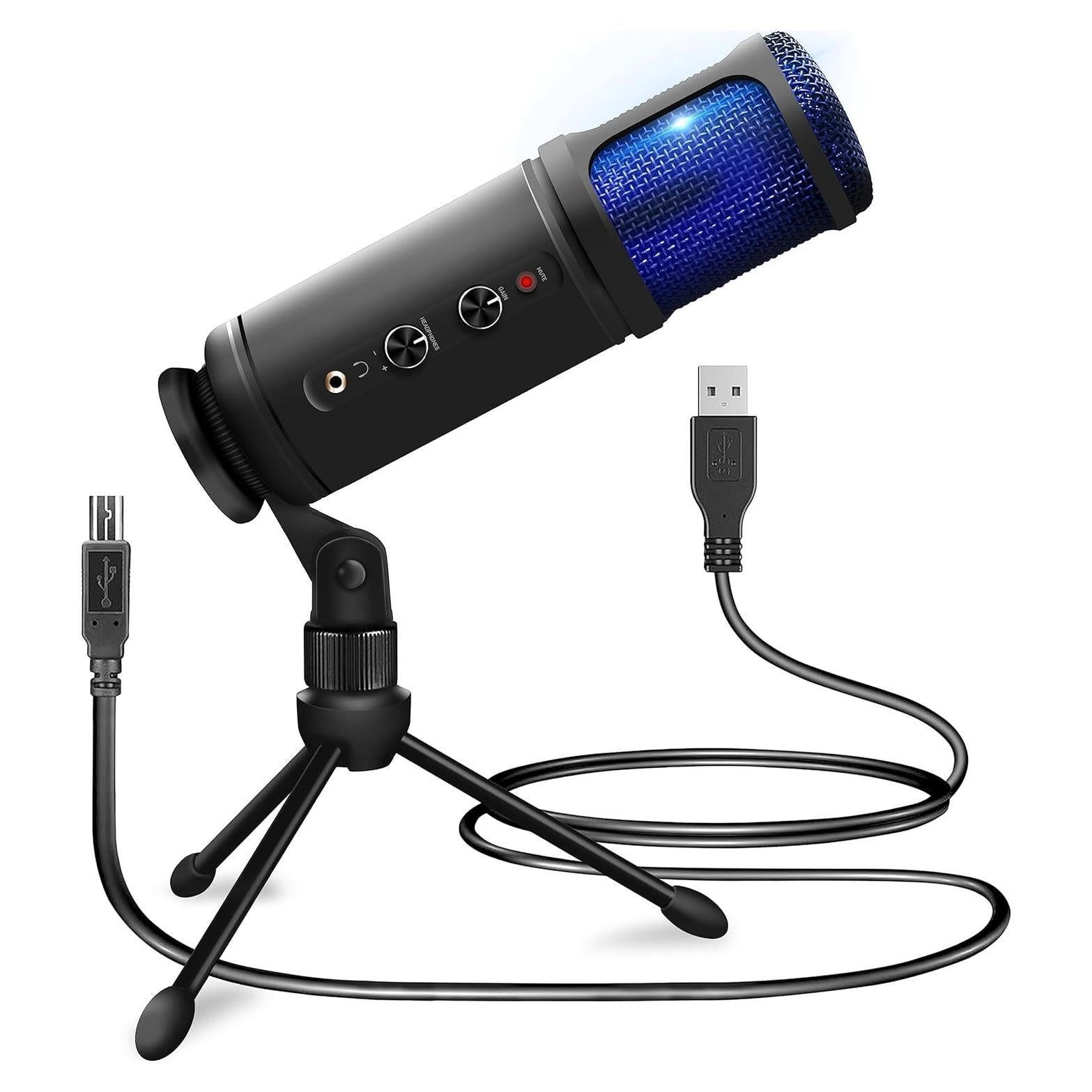 Micrófono de Condensador USB Pyle PDMIUSB50.3 con Soporte