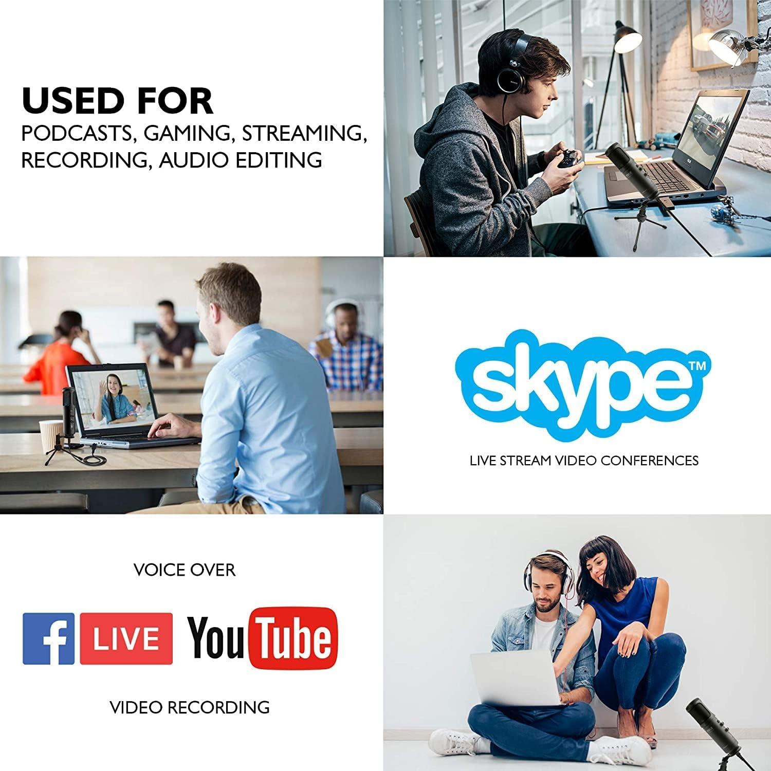 Micrófono de Condensador USB Pyle PDMIUSB50.3 con Soporte