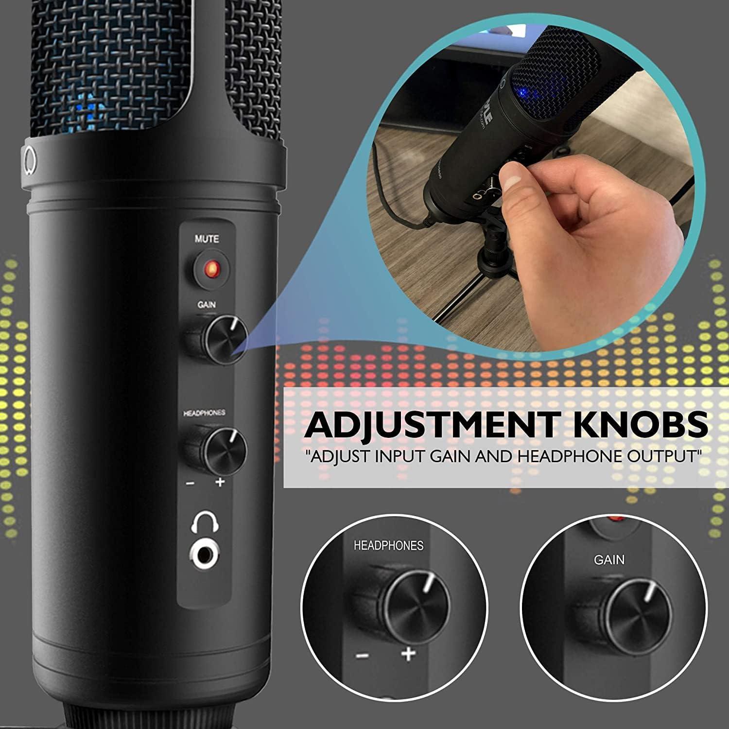 Micrófono de Condensador USB Pyle PDMIUSB50.3 con Soporte