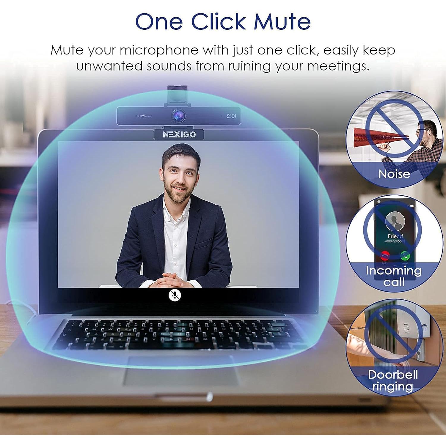 Webcam 4K NexiGo N950P con Control Remoto y Luz LED