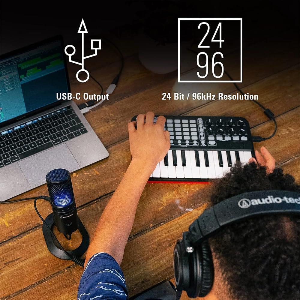 Micrófono de Condensador USB Audio-Technica AT2020USB-X con Soporte