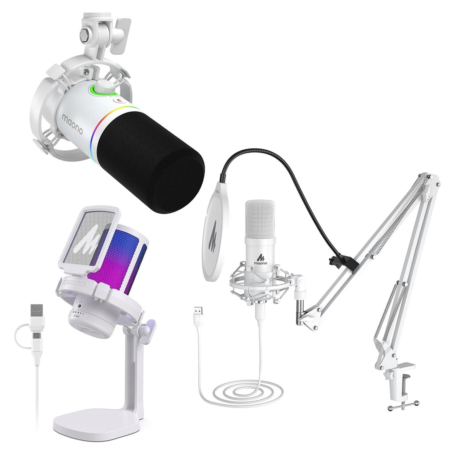 Micrófono USB MAONO para Podcast y Streaming con RGB