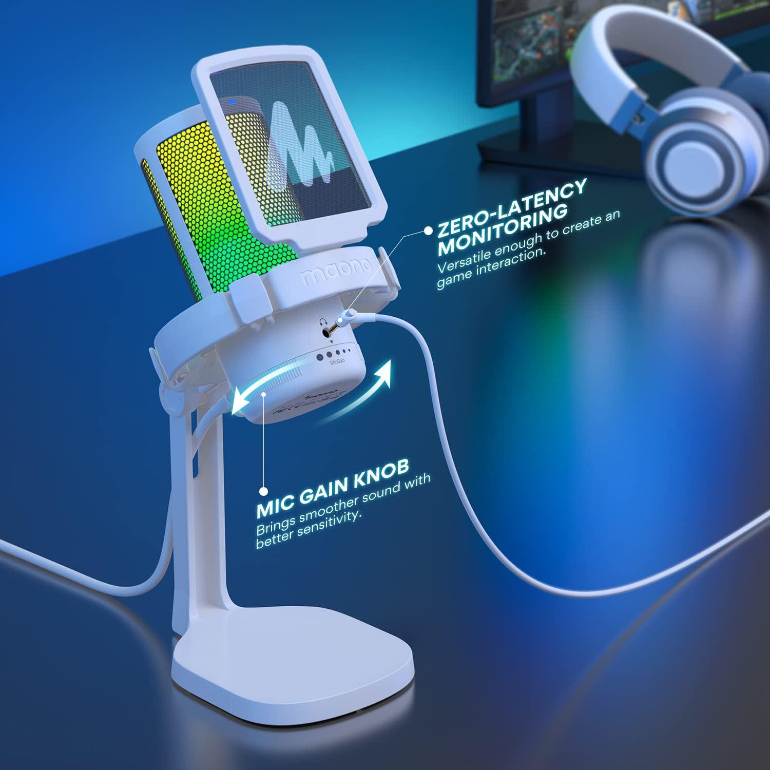 Micrófono USB MAONO para Podcast y Streaming con RGB