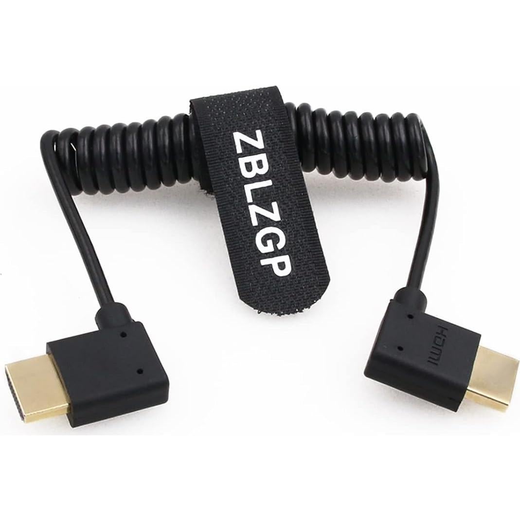 Cable HDMI 2.1 Enrollado 8K ZBLZGP Ángulo Derecho Izquierdo