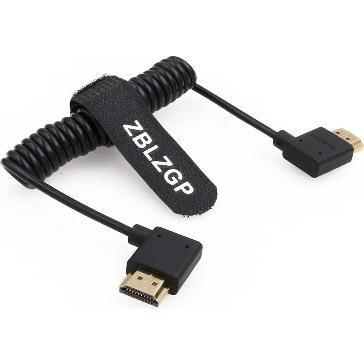 Cable HDMI 2.1 Enrollado 8K ZBLZGP Ángulo Derecho Izquierdo