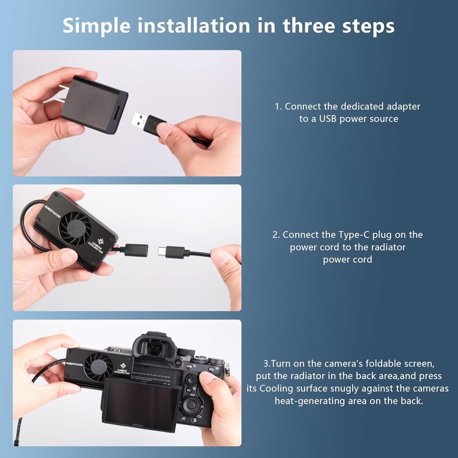 Ventilador de Enfriamiento KOERTACOO para Cámara Sony A7M3/A7R3/A7R4/A1