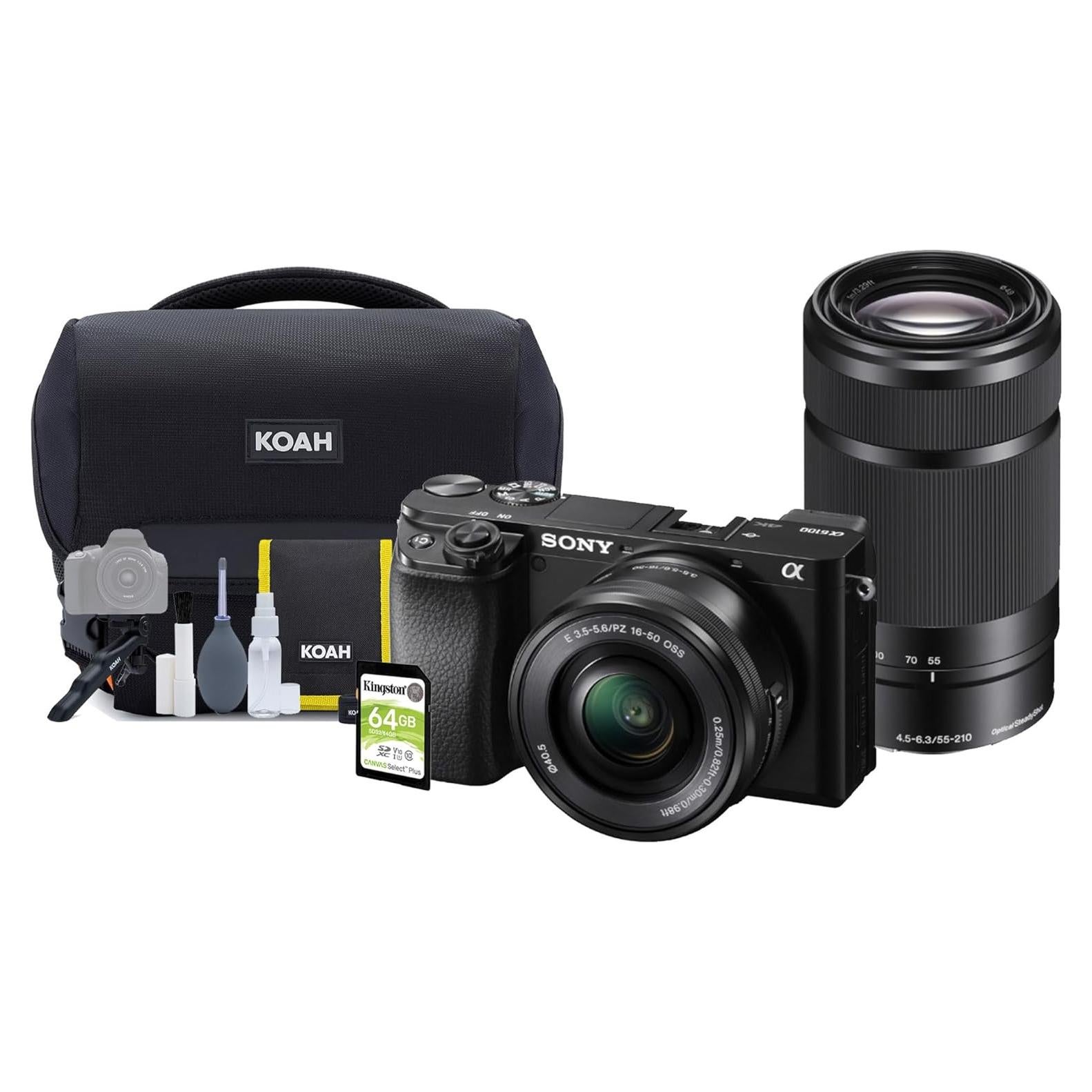 Cámara Sin Espejo Sony Alpha a6100 APS-C 24.2MP con Lentes 16-50mm y 55-210mm