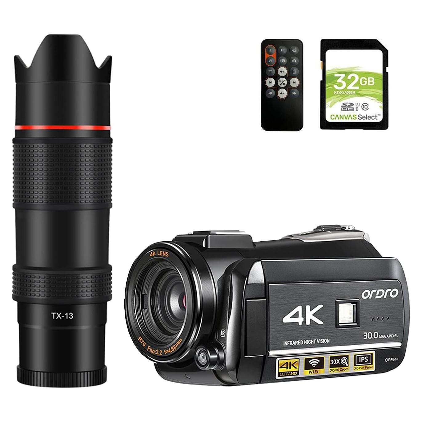 Cámara de Video 4K ORDRO AC3 con Zoom 12X y WiFi